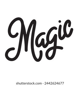 Texto mágico color negro aislado sobre fondo transparente. Dibujado a mano arte vector.
