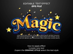 Magic Text Effect, Font Editable, Typography, 3d Text. Vector Template