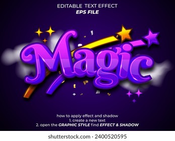 magic  text effect, font editable, typography, 3d text for games. vector template