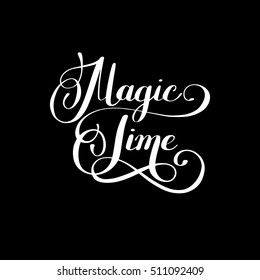magic time black and white hand lettering inscription, handmade calligraphy vector illustration