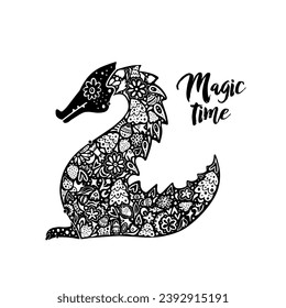 Magic time. Card with dragon.