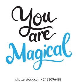 Magic time text lettering. Hand drawn vector art.
