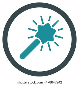 Magic Tool vector bicolor rounded icon. Image style is a flat icon symbol inside a circle, soft blue colors, white background.
