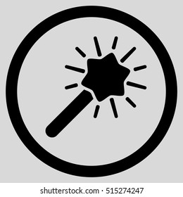 Magic Tool vector rounded icon. Image style is a flat icon symbol inside a circle, black color, light gray background.