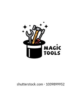 Magic tools logo template design. Vector illustration.