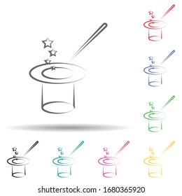 Magic top hat multi color set icon. Simple thin line, outline of theatre icons for ui and ux, website or mobile application