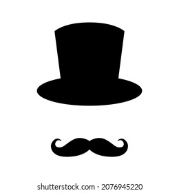 magic top hat with mustache vector icon