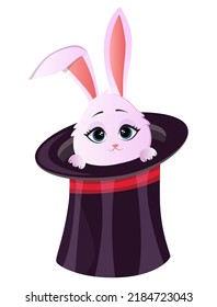 Magic top hat with rabbit. Vector Illustration