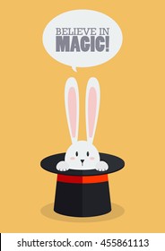 Magic Top Hat With Rabbit. Vector Illustration