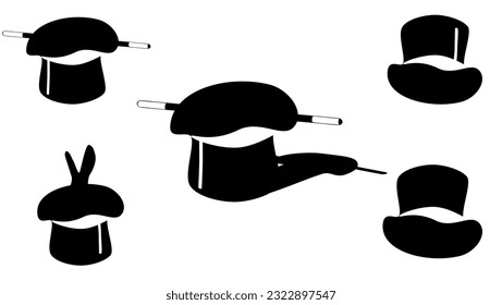 Magic top hat silhouette, high quality vector