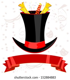 magic top-hat, red ribbon and golden tucket