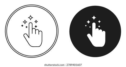 Magic touch click icon illustration featuring sparkle gesture interaction isolated vector design for technology interface application and digital services