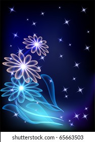 Magic transparent flowers and stars