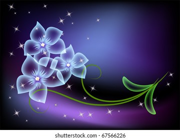 Magic transparent flowers and stars