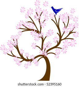 magic tree with blue bird