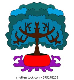 magic tree in a flowerpot. vector illustration