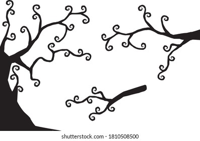 Magic tree Halloween silhouettes. Scary night illustration