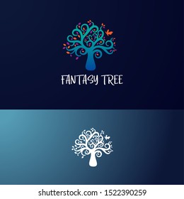 Magic tree logo colorful and hidden beautiful butterfly shape