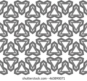 The magic triangle. Series mirror transformation of triangular shapes. Vector illustration. For the interior design, printing, textile industry.