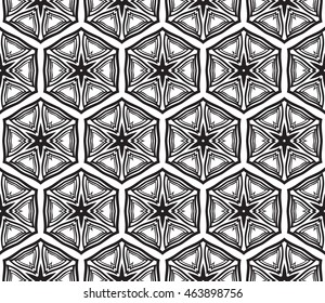 The magic triangle. Series mirror transformation of triangular shapes. Vector illustration. For the interior design, printing, textile industry.