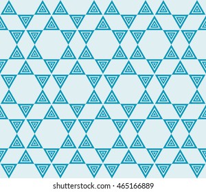 Magic triangle. Series mirror transformation of triangular shapes. Vector illustration. For the interior design, printing, textile industry. Blue color