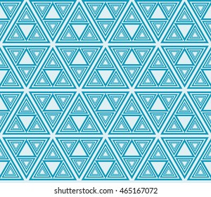 Magic triangle. Series mirror transformation of triangular shapes. Vector illustration. For the interior design, printing, textile industry. Blue color