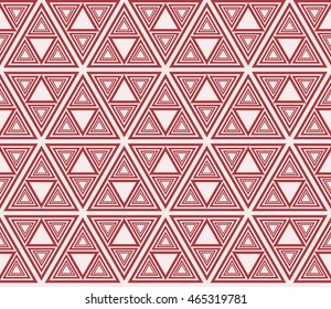 Magic triangle. Series mirror transformation of triangular shapes. Vector illustration. For the interior design, printing, textile industry. Pink color