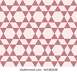 Magic triangle. Series mirror transformation of triangular shapes. Vector illustration. For the interior design, printing, textile industry. Pink color