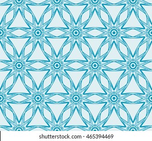 Magic triangle. Series mirror transformation of triangular shapes. Vector illustration. For the interior design, printing, textile industry. Blue color