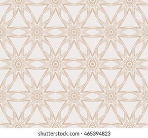 Magic triangle. Series mirror transformation of triangular shapes. Vector illustration. For the interior design, printing, textile industry. Beige color