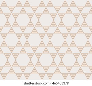 Magic triangle. Series mirror transformation of triangular shapes. Vector illustration. For the interior design, printing, textile industry. Beige color