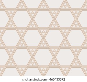 Magic triangle. Series mirror transformation of triangular shapes. Vector illustration. For the interior design, printing, textile industry. Beige color