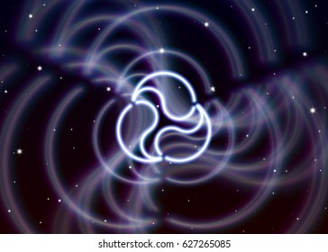 Magic triangle symbol spreads the mystic energy in spiritual space