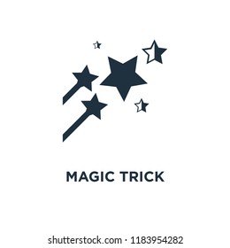 Magic Trick icon. Black filled vector illustration. Magic Trick symbol on white background. Can be used in web and mobile.
