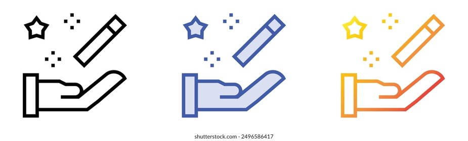 magic trick icon. Linear, Blue Fill and Gradient Style Design Isolated On White Background