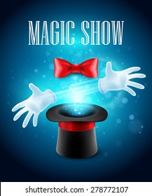 Magic trick performance, circus, show concept. Vector illustration EPS 10