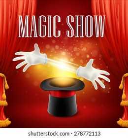 Magic trick performance, circus, show concept. Vector illustration EPS 10