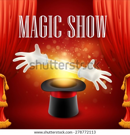 Magic trick performance, circus, show concept. Vector illustration EPS 10