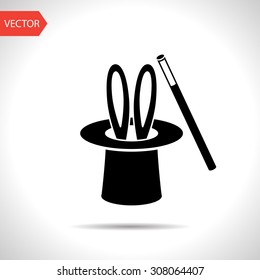 Magic Trick Rabbit In Black Hat Cylinder