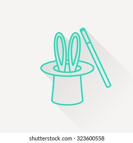 Magic trick rabbit in black hat cylinder