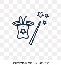 Magic trick vector outline icon isolated on transparent background, high quality linear Magic trick transparency concept can be used web and mobile
