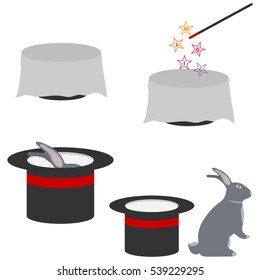 Magic tricks, illustration magic tricks, conjurer, circus, juggler. Flat design, vector.