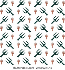 Magic trident crafty trendy multicolor repeating pattern vector illustration background design