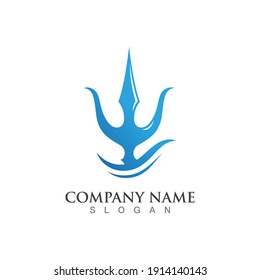 Magic Trident of Wave Logo Template - Shutterstock ID 1914140143
