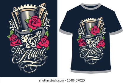 The magic t-shirt - vector design illustration, it can use for label, logo, sign, sticker for printing for the family t-shirt.