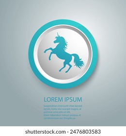 Magic unicorn blue icon silhouette, Stylish icons, vintage, background, horses tattoo. Hand drawn unicorn vector illustration, outline black