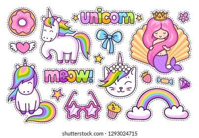 Magic Unicorn Cat Cute Mermaid Rainbow Stock Vector (Royalty Free ...
