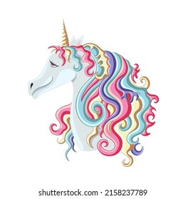 El unicornio mágico. Cuento de niños. Arte mágico. Ilustración vectorial