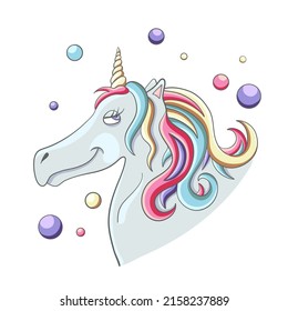 Magic unicorn. Children's tale. Magic art. Vector illustration