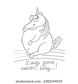 Magic unicorn. Children's tale. Magic line art. Vector illustration